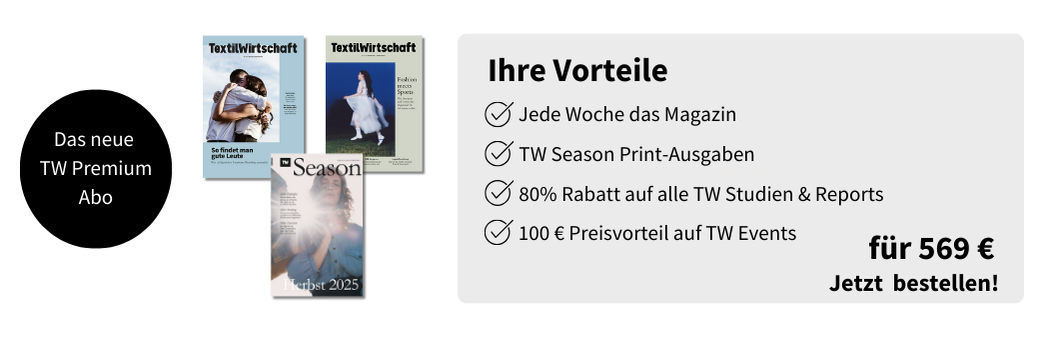 Ihre Vorteile
Jede Woche das Magazin und E-Paper
TW Season Print-Ausgaben
100 € Preisvorteil auf TW Events
80% Rabatt auf alle TW Studien & Reports
24/7 Zugriff auf alle TW Artikel
für 649 €, Jetzt  bestellen!