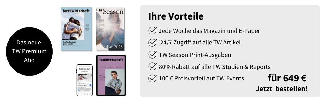 Ihre Vorteile
Jede Woche das Magazin und E-Paper
TW Season Print-Ausgaben
100 € Preisvorteil auf TW Events
80% Rabatt auf alle TW Studien & Reports
24/7 Zugriff auf alle TW Artikel
für 649 €, Jetzt  bestellen!